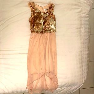 Rose gold dress with color changing sequence
